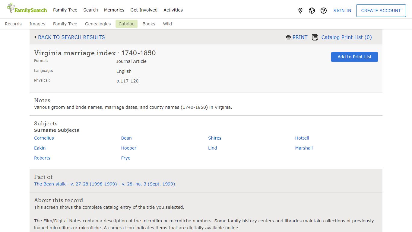 Virginia marriage index : 1740-1850 - FamilySearch